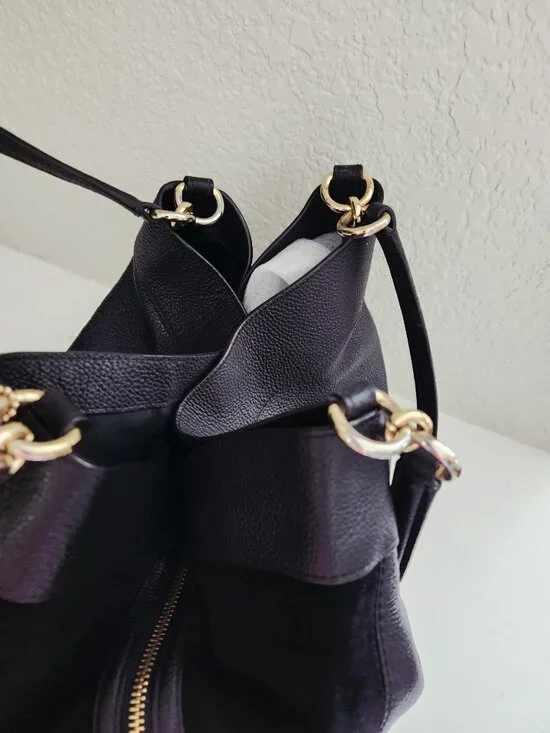 Euc Coach Lexy Black Suede & Leather Shoulder Bag - Picture 10 of 17